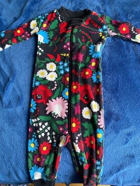 Kids Floral Fleece One-Piece Romper - Black Floral